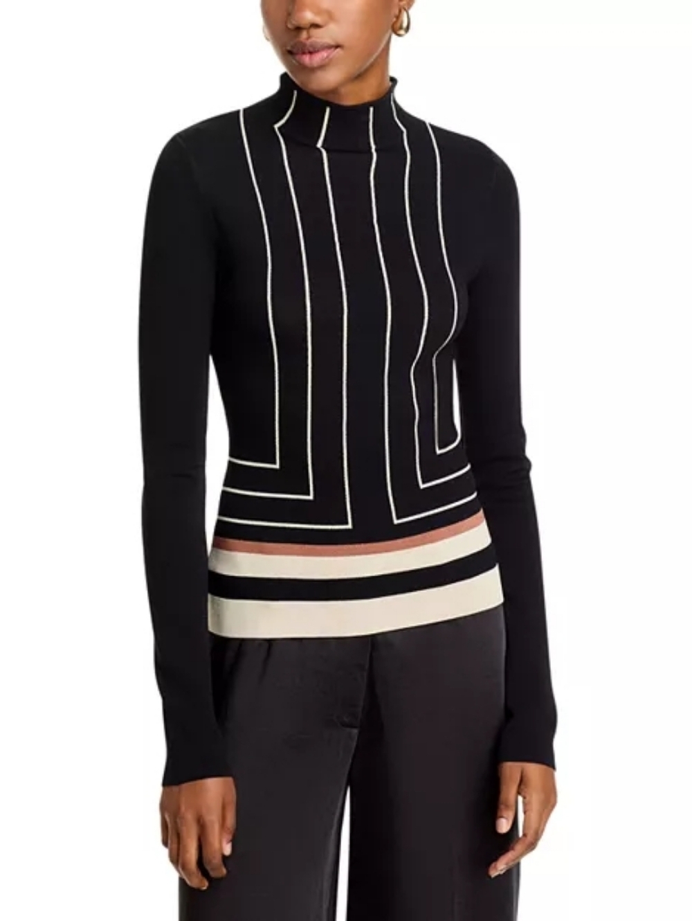 Solid & Striped The Everly Printed Top Black Geometric Stripe Sweater New Small